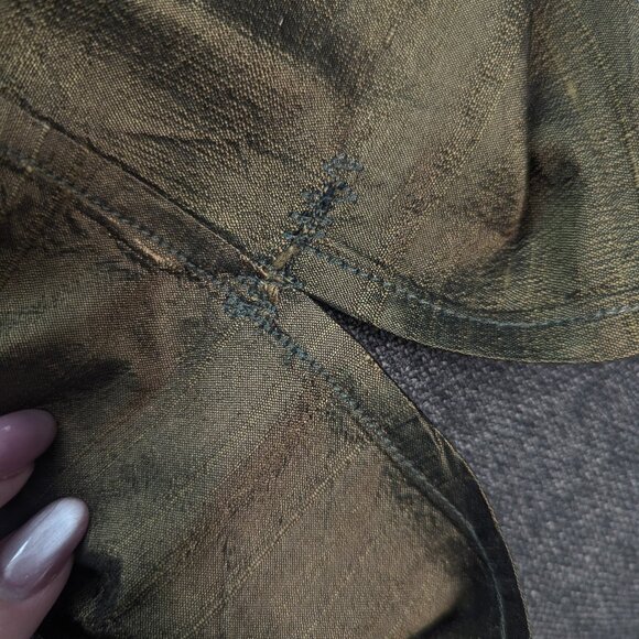 Ralph Lauren 100% Silk Dupioni Shirt | Olive Green Luxury | Size 20W - Picture 12 of 13